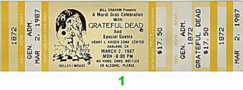 Grateful Dead Vintage Ticket