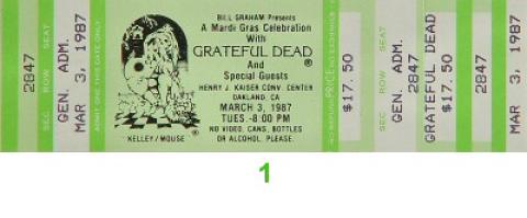 Grateful Dead Vintage Ticket