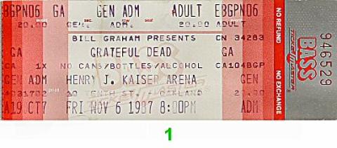 Grateful Dead Vintage Ticket