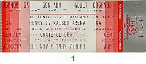 Grateful Dead Vintage Ticket