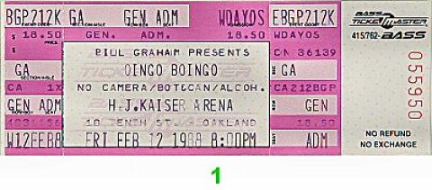 Oingo Boingo Vintage Ticket