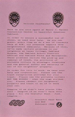 Grateful Dead Handbill