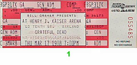Grateful Dead Vintage Ticket
