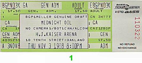 Midnight Oil Vintage Ticket