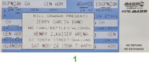 Jerry Garcia Band Vintage Ticket