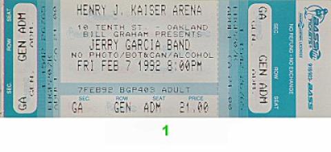 Jerry Garcia Band Vintage Ticket