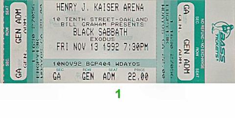 Black Sabbath Vintage Ticket