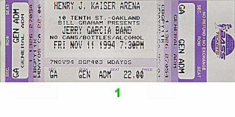 Jerry Garcia Band Vintage Ticket