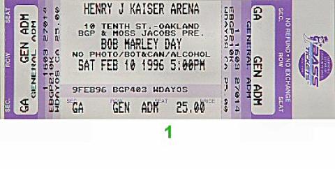 Bob Marley Day Festival Vintage Ticket