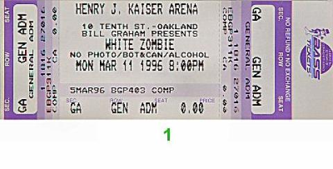 White Zombie Vintage Ticket