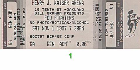 Foo Fighters Vintage Ticket