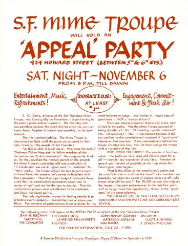 SF Mime Troupe Benefit - Appeal I Handbill