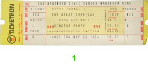 The Great American Rock and Roll Concert Party Vintage Ticket