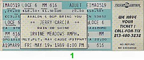 Jerry Garcia Vintage Ticket