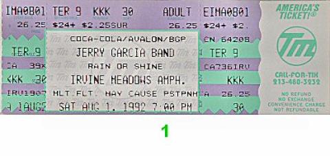 Jerry Garcia Band Vintage Ticket
