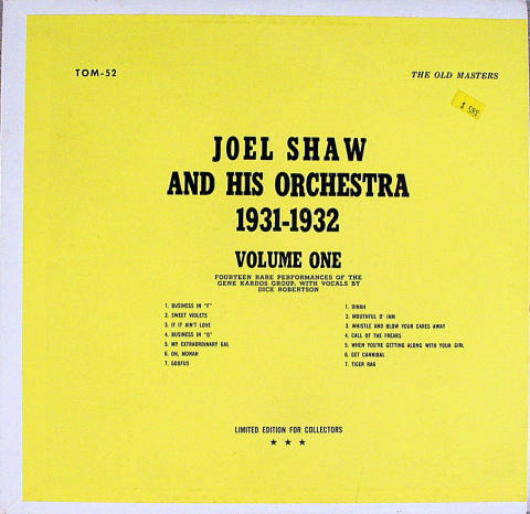 Joel Shaw And His Orchestra Vinyl 12"