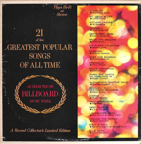 21 Of The Greatest Popular Songs Of All Time Vinyl 12"