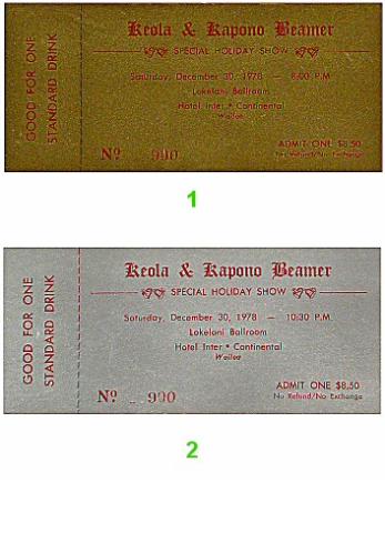 Keola and Kapono Beamer Vintage Ticket