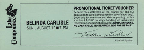 Belinda Carlisle Vintage Ticket