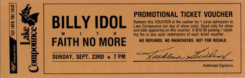 Billy Idol Vintage Ticket