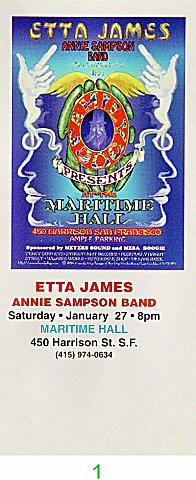 Etta James Vintage Ticket