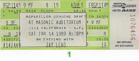 Jay Leno Vintage Ticket