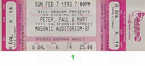 Peter, Paul & Mary Vintage Ticket