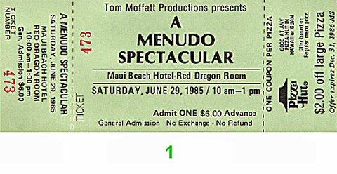 Menudo Vintage Ticket