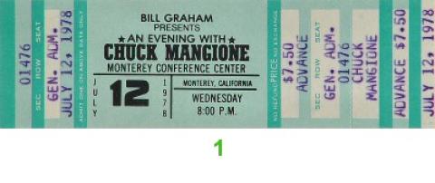 Chuck Mangione Vintage Ticket