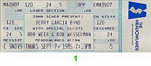 Jerry Garcia Band Vintage Ticket