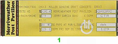 Jerry Garcia Band Vintage Ticket