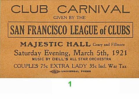 San Francisco League of Clubs Vintage Ticket