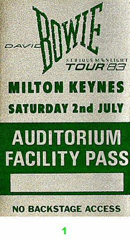 David Bowie Backstage Pass