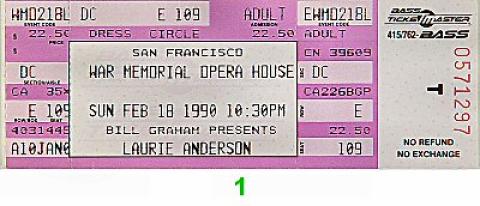 Laurie Anderson Vintage Ticket