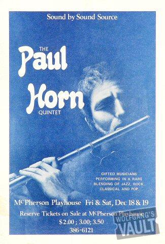 The Paul Horn Quintet Handbill