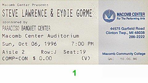 Steve Lawrence Vintage Ticket