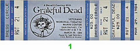 Grateful Dead Vintage Ticket