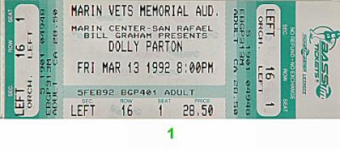 Dolly Parton Vintage Ticket