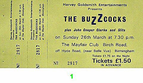 Buzzcocks Vintage Ticket