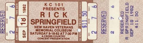 Rick Springfield Vintage Ticket
