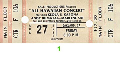 Keola and Kapono Beamer Vintage Ticket