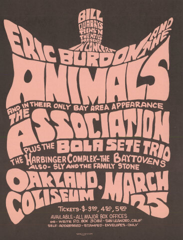 Eric Burdon & The Animals Vintage Concert Poster from Oakland