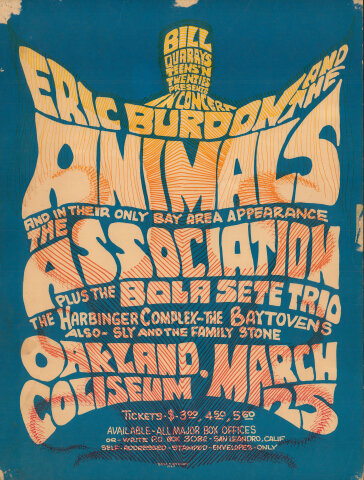 Eric Burdon & The Animals Vintage Concert Poster from Oakland