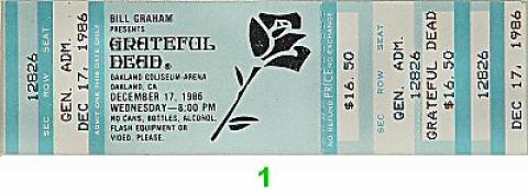 Grateful Dead Vintage Ticket