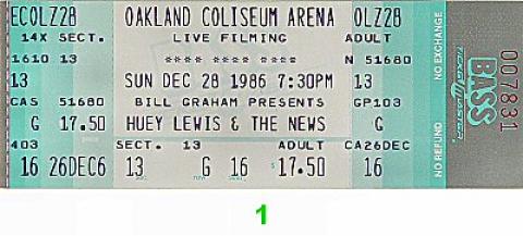 Huey Lewis & the News Vintage Ticket