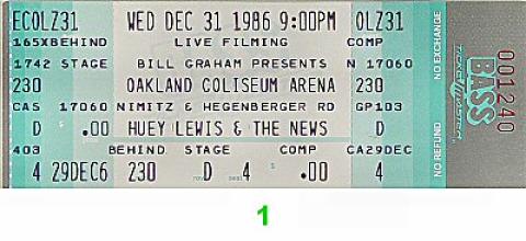 Huey Lewis & the News Vintage Ticket