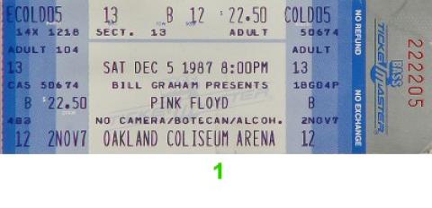 Pink Floyd Vintage Ticket