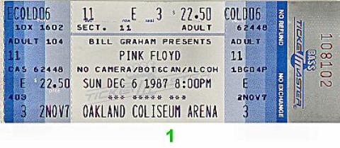 Pink Floyd Vintage Ticket