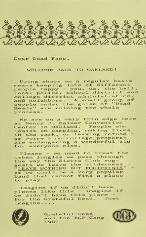 Grateful Dead Handbill