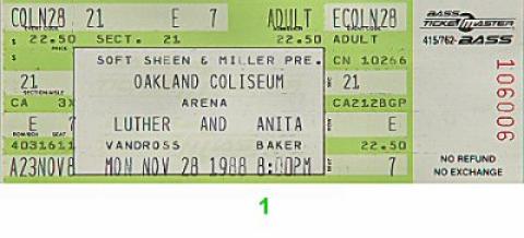 Luther Vandross Vintage Ticket